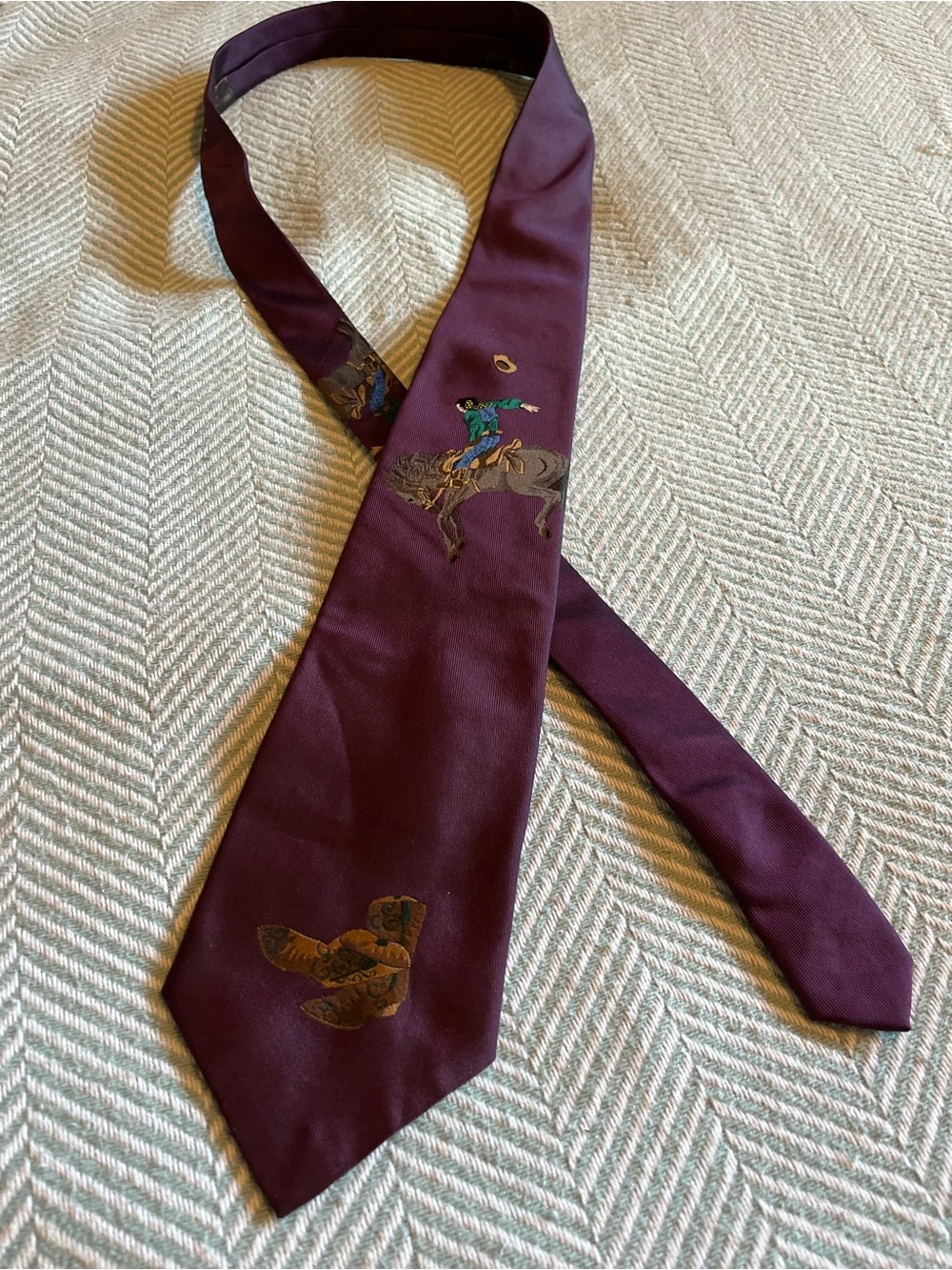 Vintage Polo Ralph Lauren Purple Cowboy Silk Tie